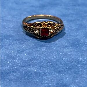 *Dainty Gold and Red Gemstone Ring
